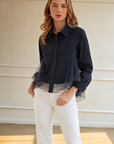JOH Apparel Camila Cotton Poplin & Mesh Organza Blouse