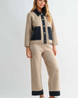 JOH Apparel Sam Textured Knit Jacket with Denim Contrast