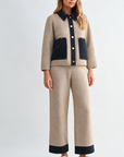 JOH Apparel Sam Textured Knit Jacket with Denim Contrast