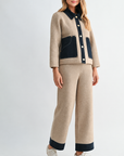 JOH Apparel Sam Textured Knit Jacket with Denim Contrast