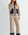 JOH Apparel Sam Textured Knit Jacket with Denim Contrast