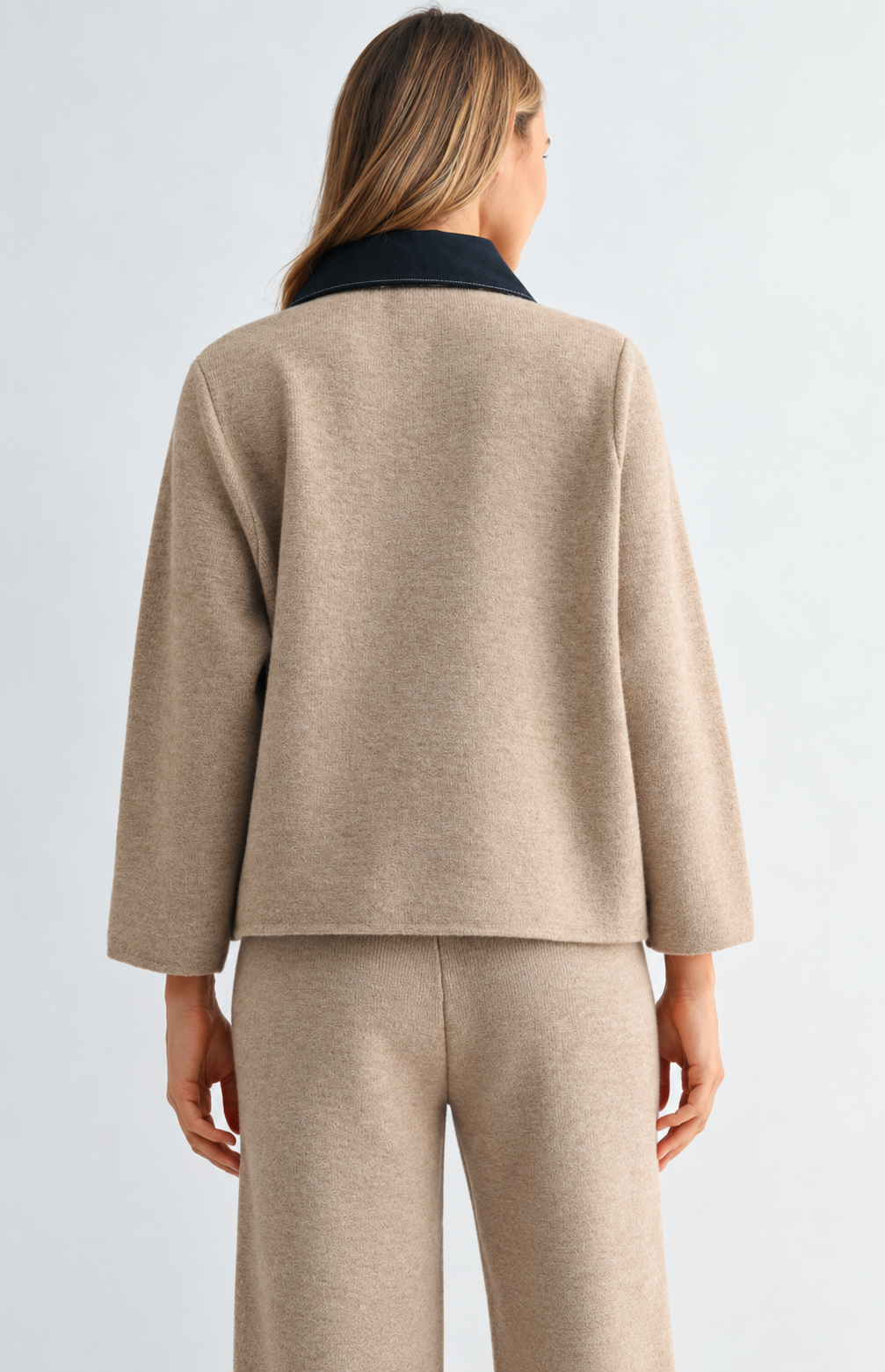 JOH Apparel Sam Textured Knit Jacket with Denim Contrast