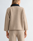 JOH Apparel Sam Textured Knit Jacket with Denim Contrast