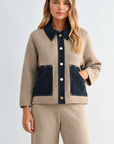 JOH Apparel Sam Textured Knit Jacket with Denim Contrast