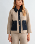 JOH Apparel Sam Textured Knit Jacket with Denim Contrast