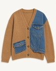 JOH Apparel Dana Denim Patchwork Knit Cardigan