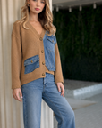 JOH Apparel Dana Denim Patchwork Knit Cardigan