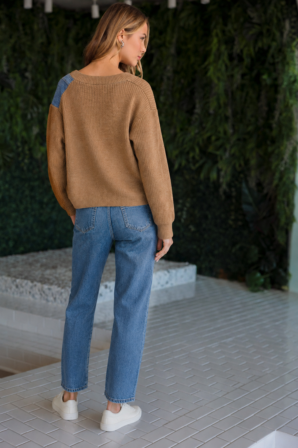 JOH Apparel Dana Denim Patchwork Knit Cardigan