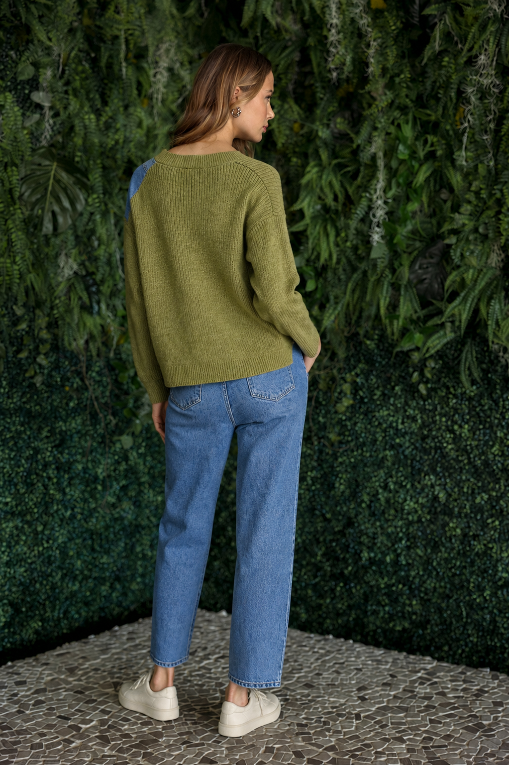 JOH Apparel Dana Denim Patchwork Knit Cardigan