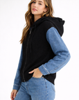 JOH Apparel Dylan Ribbed Knit & Denim Hooded Jacket