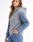 JOH Apparel Dylan Ribbed Knit & Denim Hooded Jacket