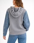 JOH Apparel Dylan Ribbed Knit & Denim Hooded Jacket
