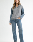 JOH Apparel Dylan Ribbed Knit & Denim Hooded Jacket