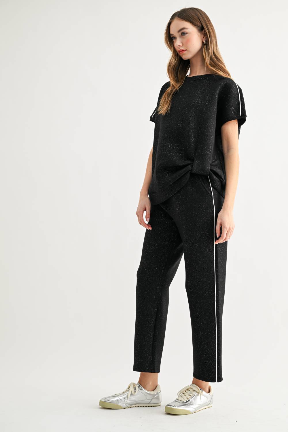 JOH Apparel Faryn Glitter French Scuba Knit Pants