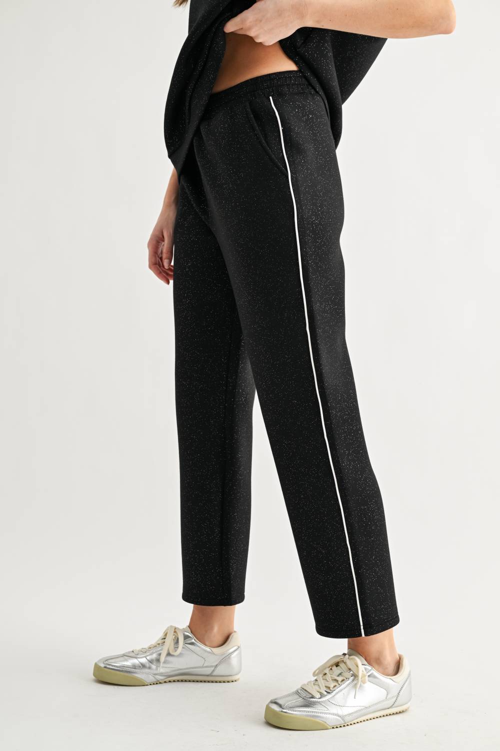 JOH Apparel Faryn Glitter French Scuba Knit Pants