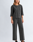 JOH Apparel Killian Pintuck Stretch Knit Top