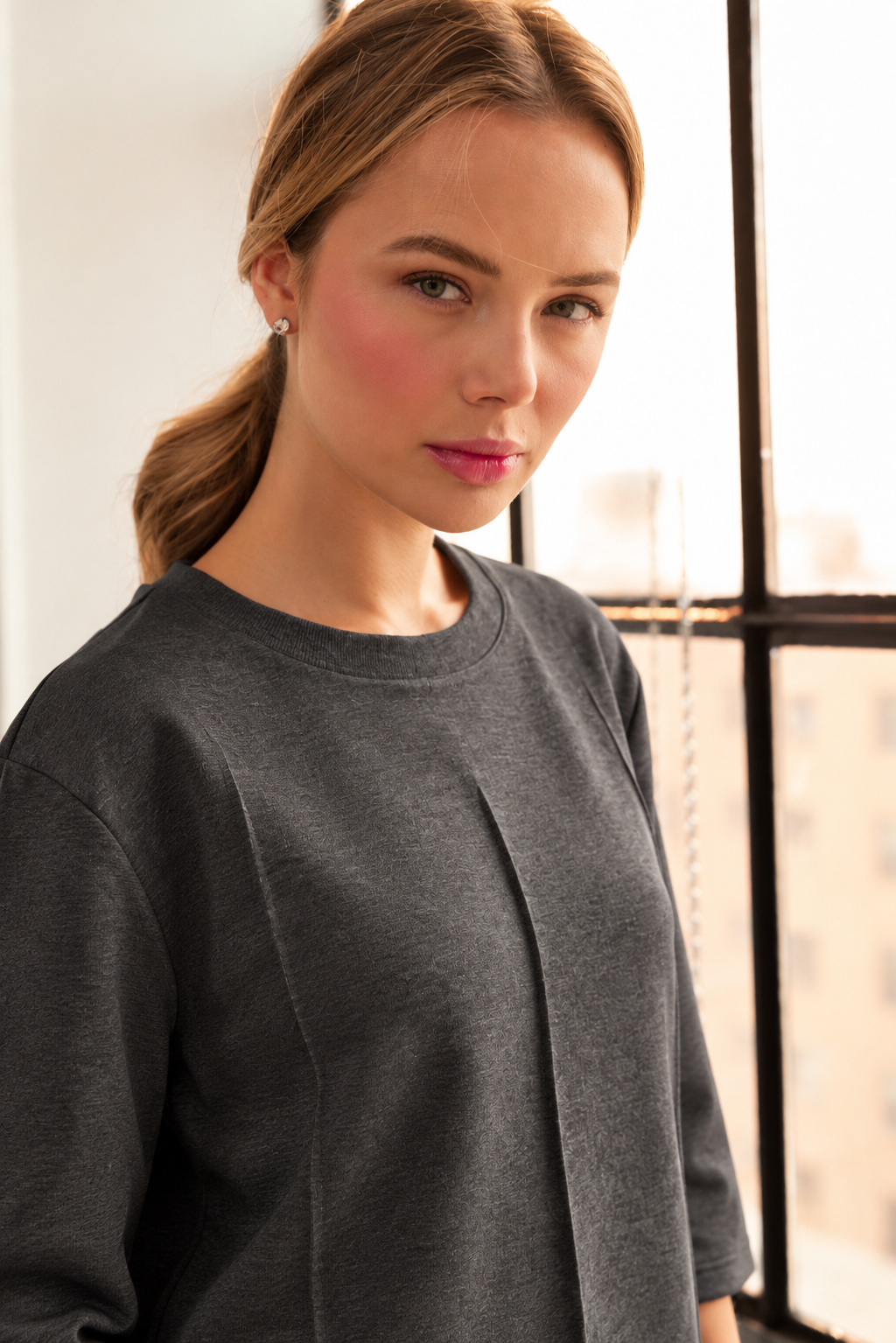 JOH Apparel Killian Pintuck Stretch Knit Top