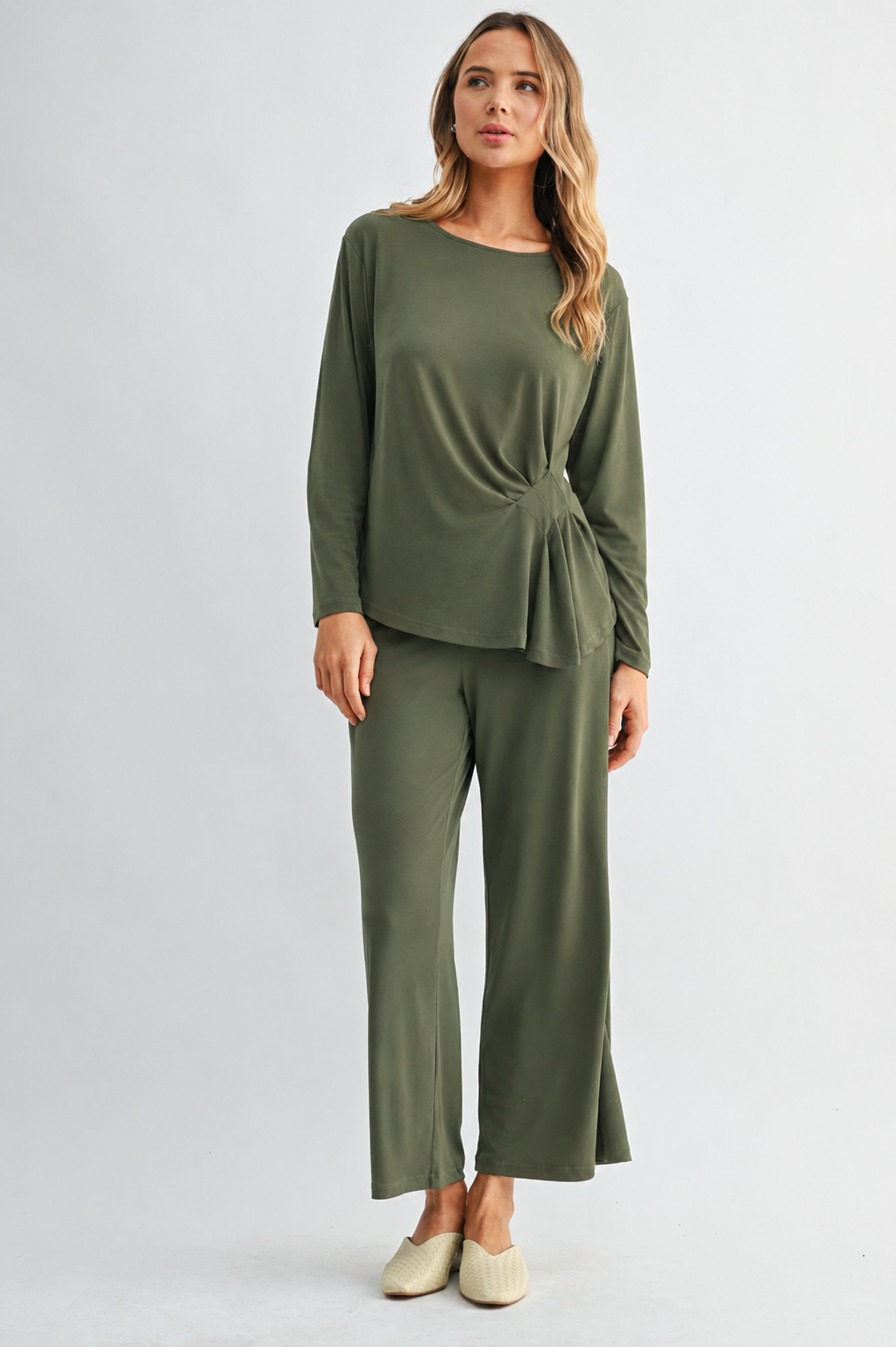 JOH Apparel Kary Side-Twist Long Sleeve Knit Top