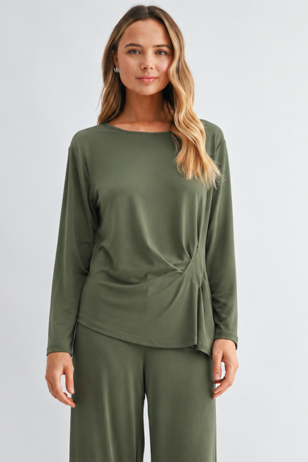 JOH Apparel Kary Side-Twist Long Sleeve Knit Top