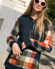 e Luna PLUS Plaid Mixed Hoodie Sweatshirt