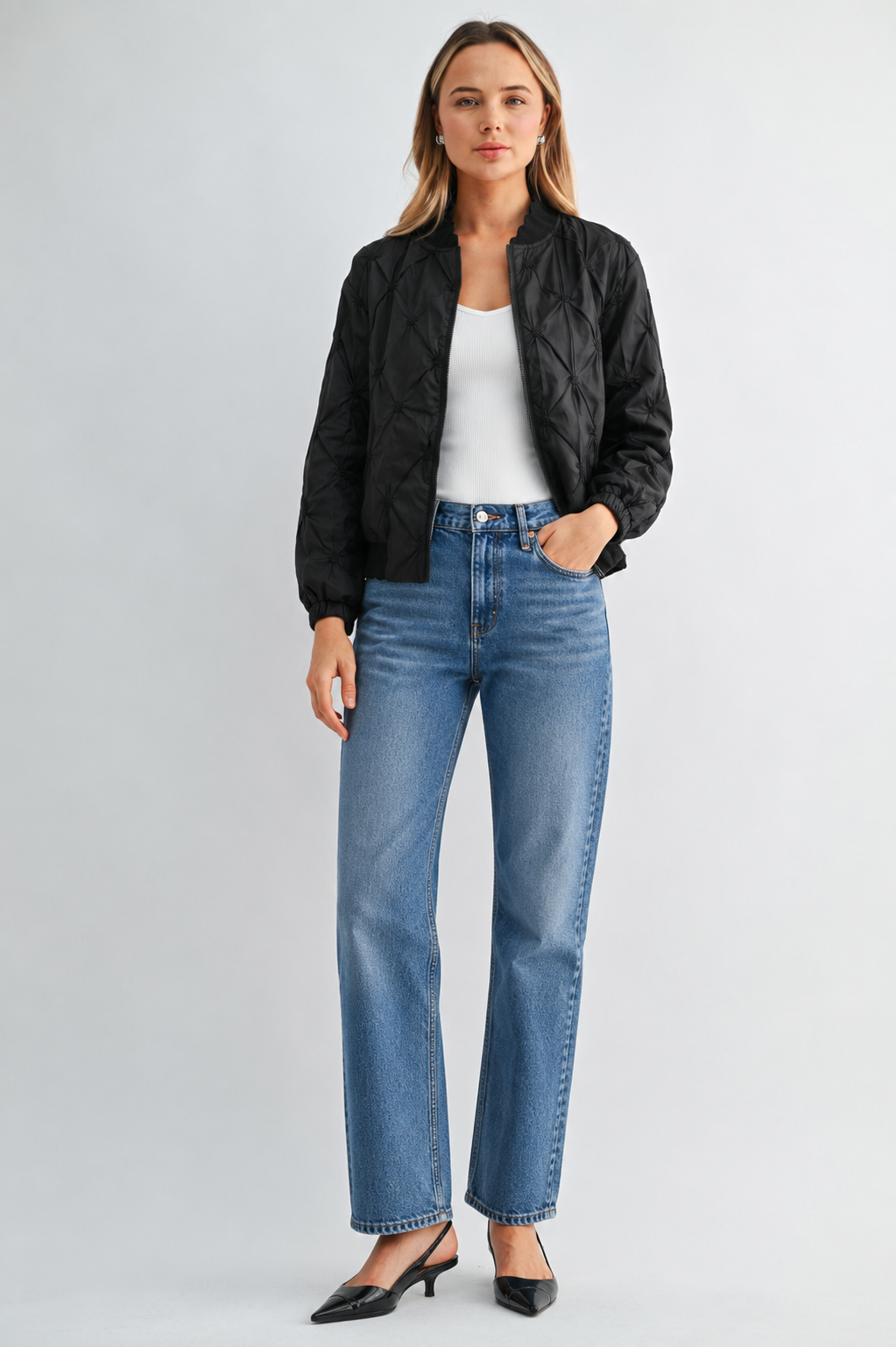 JOH Apparel Jovie Diamond Quilted Bomber Jacket