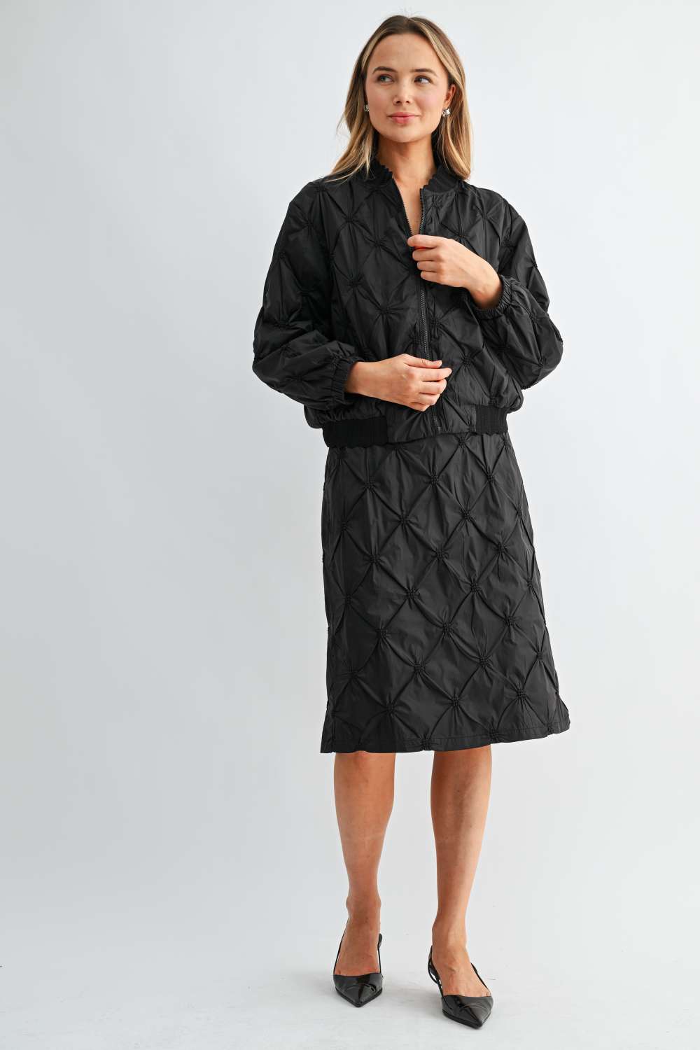JOH Apparel Jovie Diamond Quilted Bomber Jacket