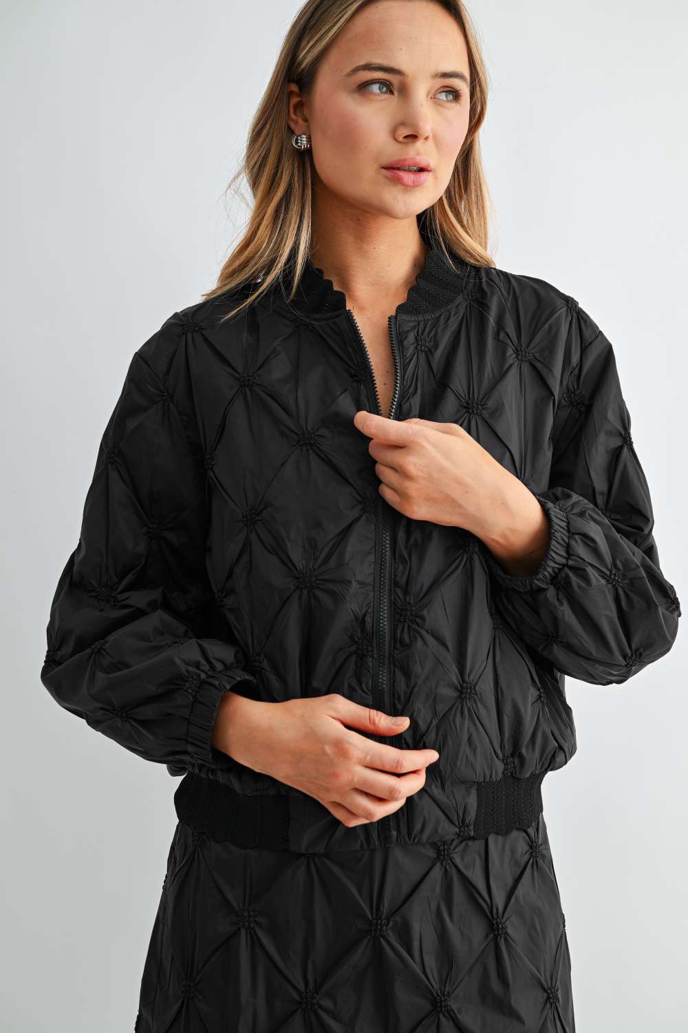 JOH Apparel Jovie Diamond Quilted Bomber Jacket