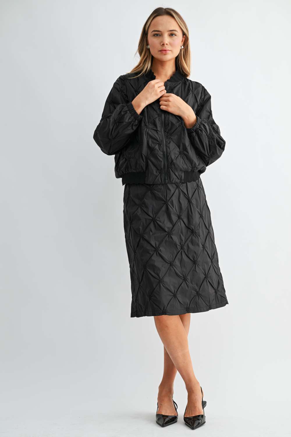 JOH Apparel Jovie Diamond Quilted Bomber Jacket