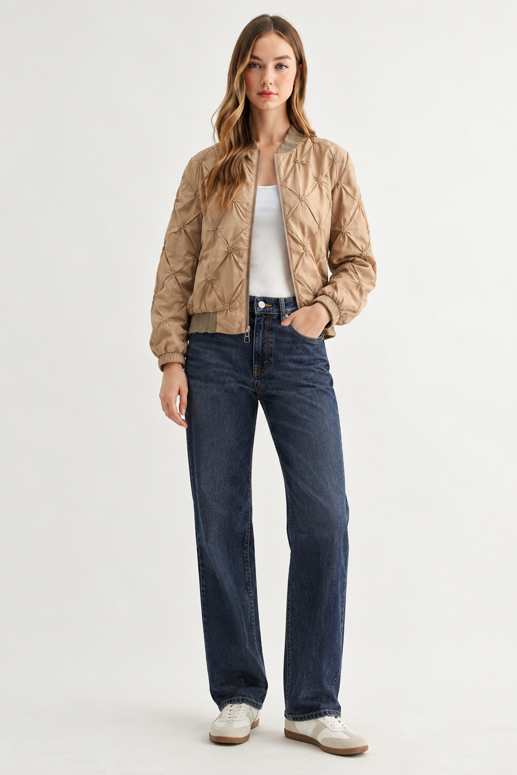 JOH Apparel Jovie Diamond Quilted Bomber Jacket