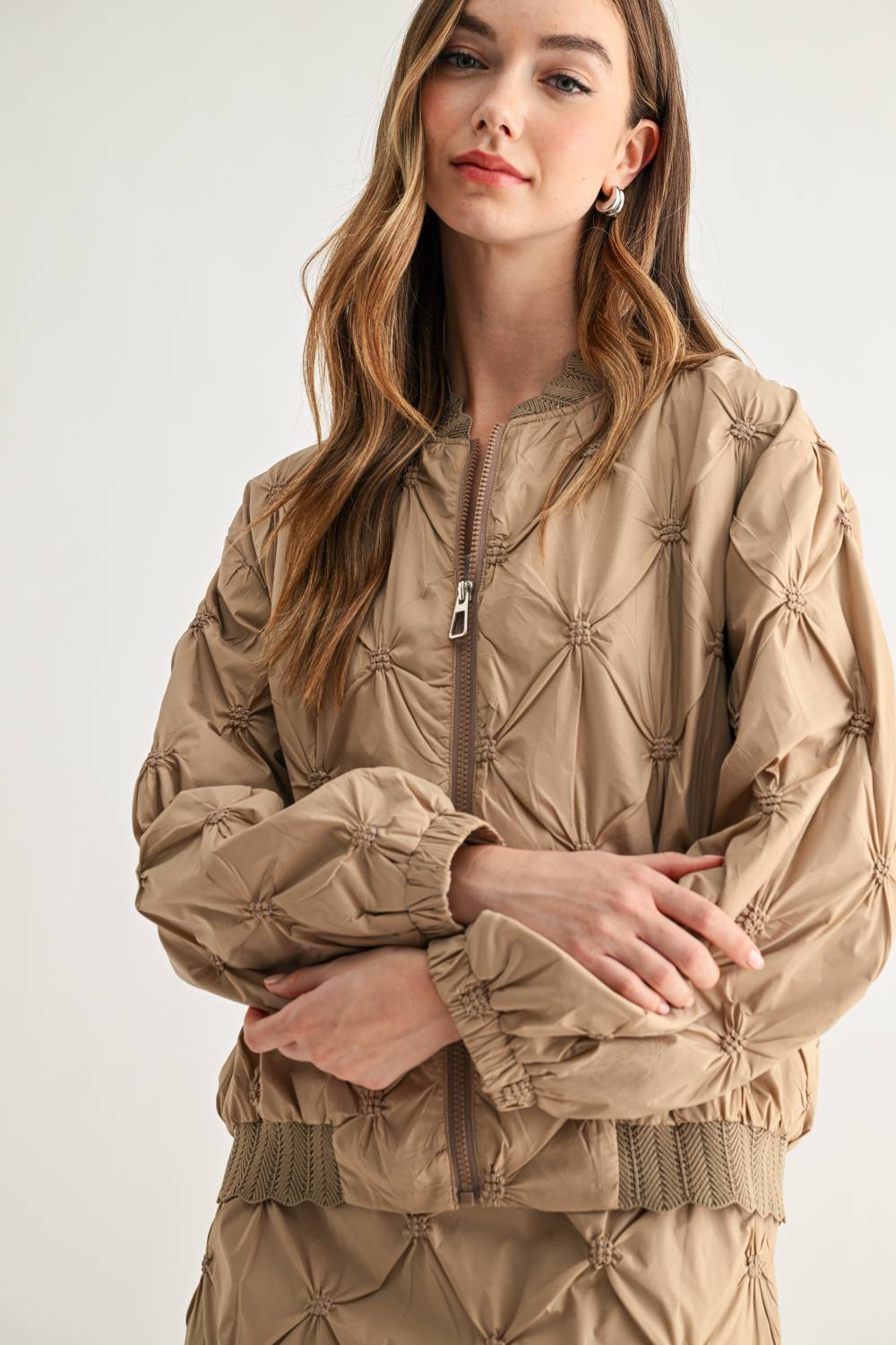 JOH Apparel Jovie Diamond Quilted Bomber Jacket