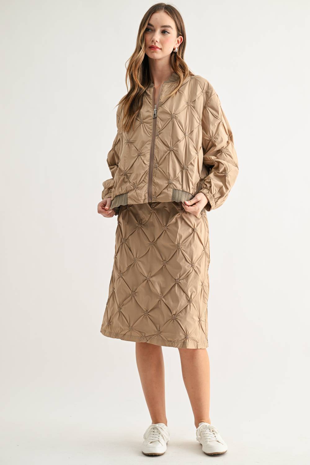 JOH Apparel Jovie Diamond Quilted Bomber Jacket