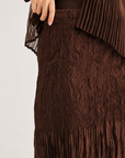 JOH Apparel Connor Crinkle Pleated Smocked Midi Skirt