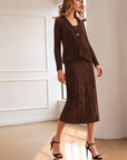 JOH Apparel Connor Crinkle Pleated Smocked Midi Skirt