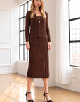 JOH Apparel Connor Crinkle Pleated Smocked Midi Skirt