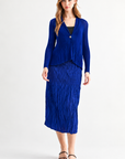 JOH Apparel Cira Accordion Pleated V-Neck Top & Cardigan