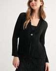 JOH Apparel Cira Accordion Pleated V-Neck Top & Cardigan