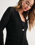 JOH Apparel Cira Accordion Pleated V-Neck Top & Cardigan