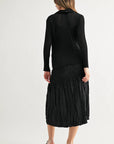 JOH Apparel Cira Accordion Pleated V-Neck Top & Cardigan