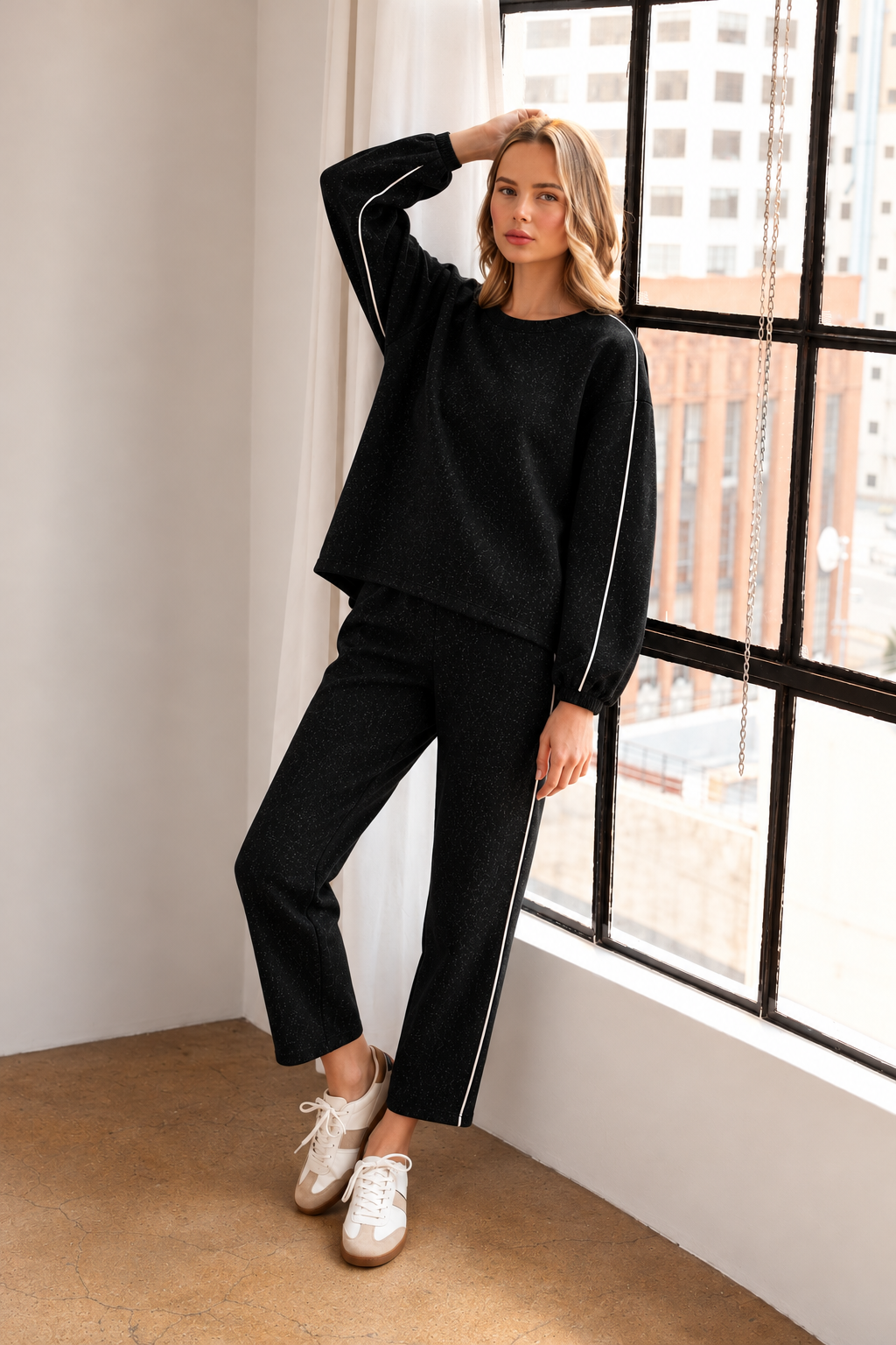 JOH Apparel Faryn Glitter French Scuba Knit Pants