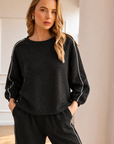 JOH Apparel Floriane Glitter Scuba Knit Long Sleeve Top
