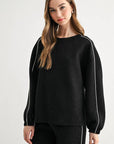 JOH Apparel Floriane Glitter Scuba Knit Long Sleeve Top