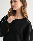 JOH Apparel Floriane Glitter Scuba Knit Long Sleeve Top