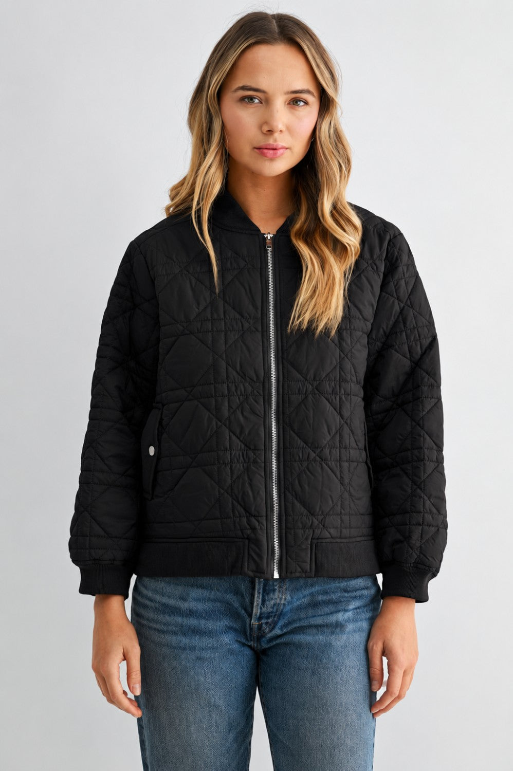 JOH Apparel Janessa Lightweight Quilted Bomber Jacket