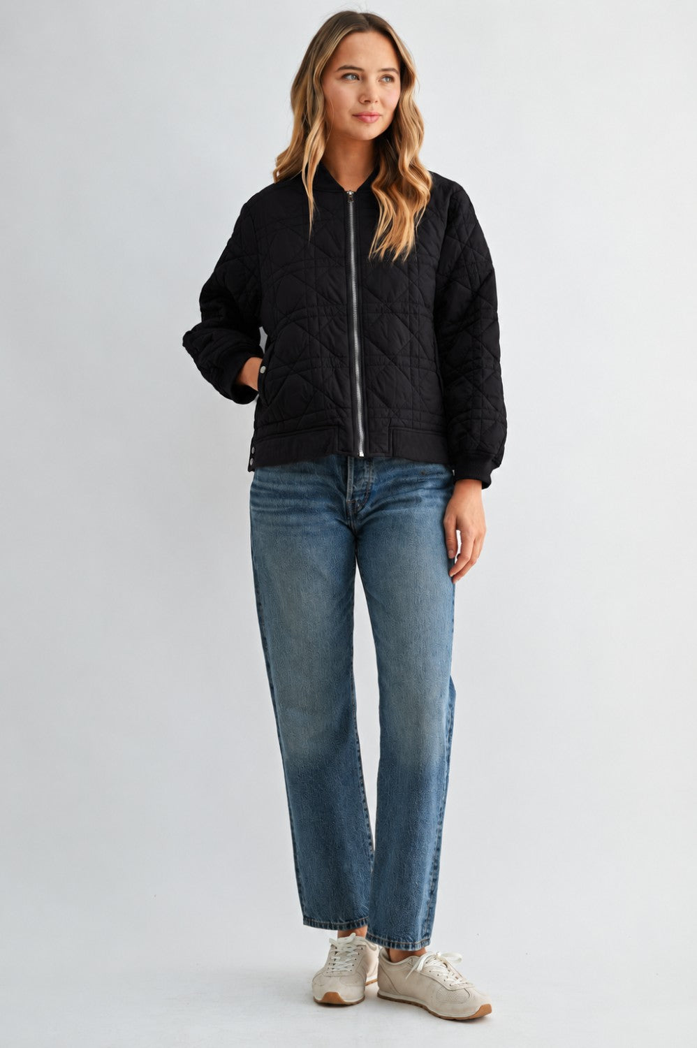 JOH Apparel Janessa Lightweight Quilted Bomber Jacket