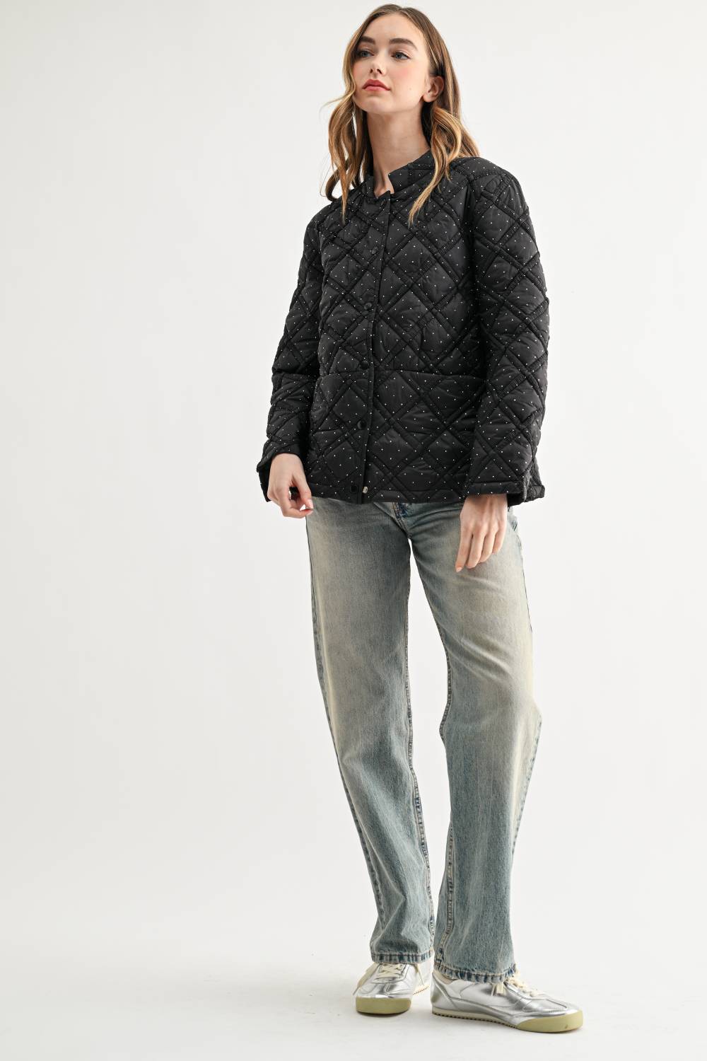 JOH Apparel Jessalynn Rhinestone Diamond Quilted Jacket