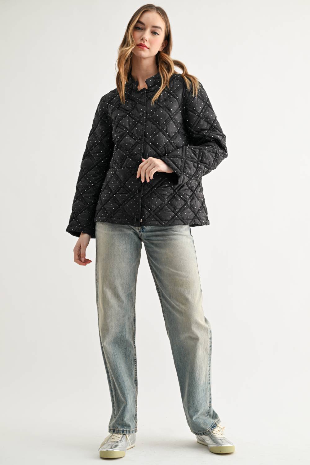 JOH Apparel Jessalynn Rhinestone Diamond Quilted Jacket