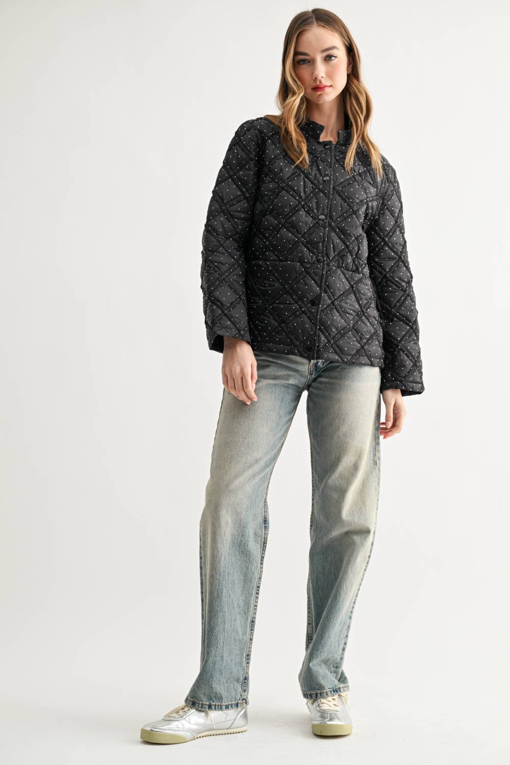 JOH Apparel Jessalynn Rhinestone Diamond Quilted Jacket