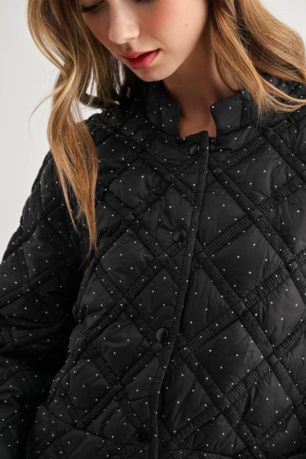 JOH Apparel Jessalynn Rhinestone Diamond Quilted Jacket