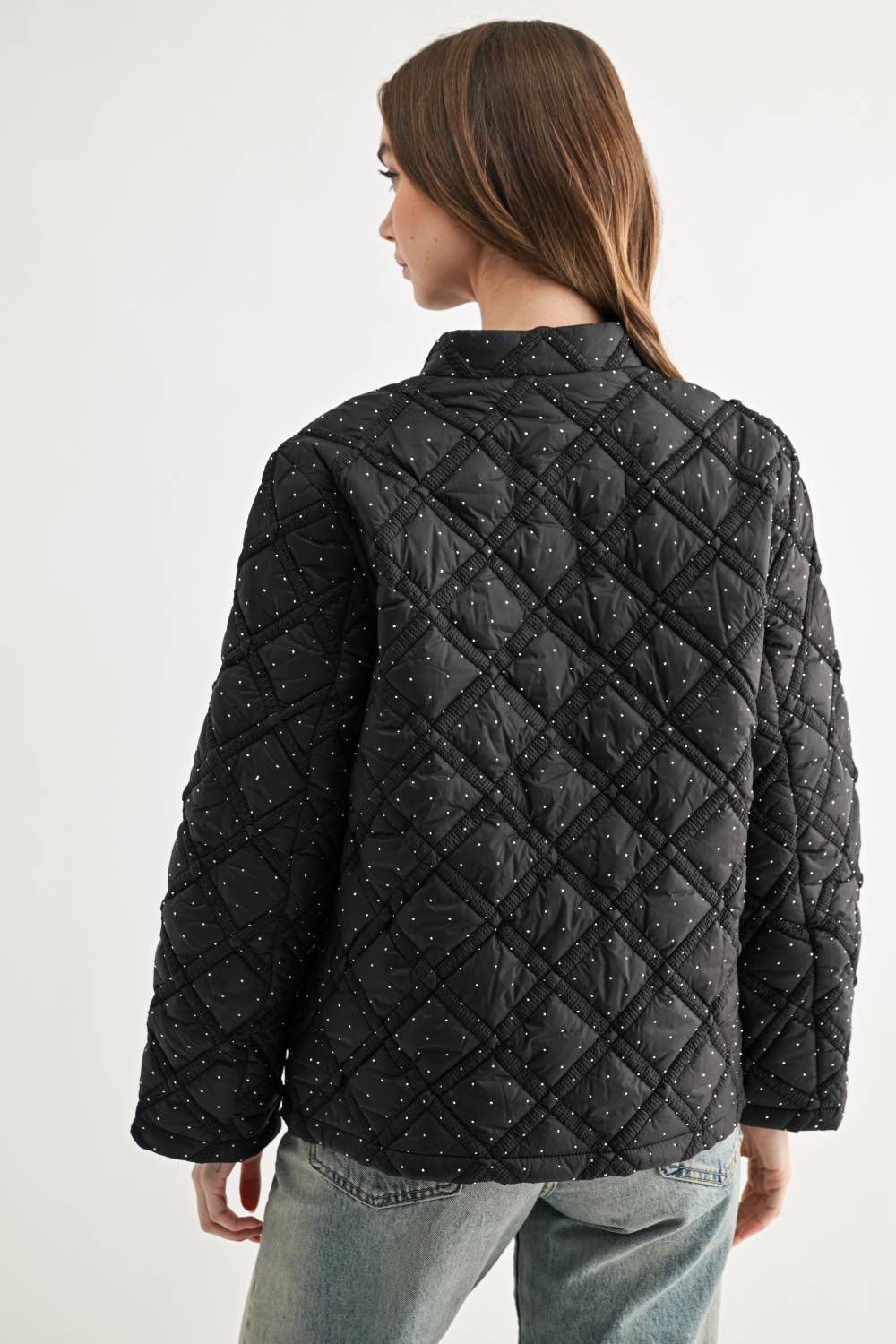 JOH Apparel Jessalynn Rhinestone Diamond Quilted Jacket