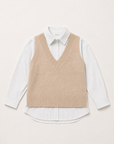 JOH Apparel Jett Layered Look Sweater Vest & Pinstripe Shirt Top